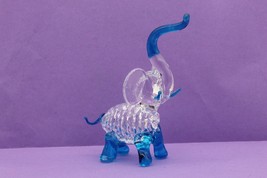 Elephant Miniature Spun Glass Blue Accents Vintage 3 inch tall - £8.60 GBP