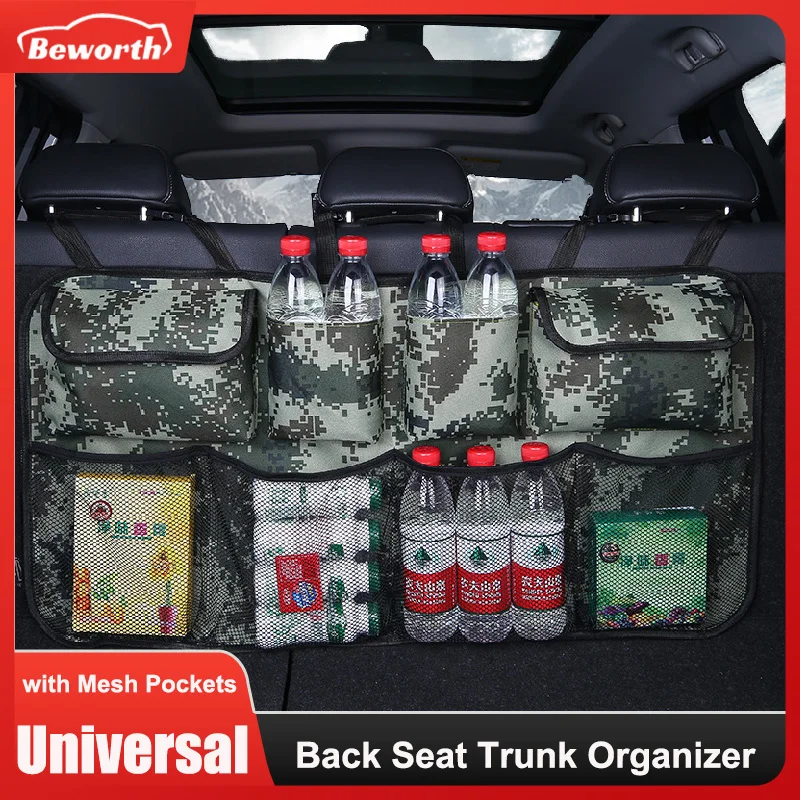 Car Trunk Organizer Adjustable Backseat Storage Bag Net High Capacity Oxford - £17.28 GBP