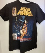 Star Wars T Shirt The Saga Continues Comic Book Label Small Mens Large Kids - £5.60 GBP