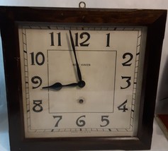 Vintage 1917 New Haven Square 8 Day Wall Clock Wind Up WORKING - £311.38 GBP