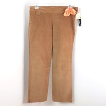 New Persaman Women&#39;s 10 Tan Corduroy Retro Flower Side Zip Straight Pants - £19.98 GBP