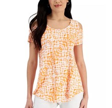 JM Collection Women&#39;s Plus Orange Tie-Dye Cold Shoulder Blouse 4X NWT - $17.75