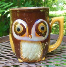 Great Vintage Owl Mug Raised Design Shades of Browns and Gray 4.5&quot; - £12.41 GBP