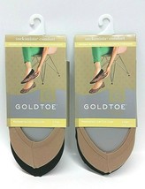 4 Pairs Gold Toe Cushioned Low Cut Liner Socks Sockanista Nude &amp; Black S... - £14.20 GBP