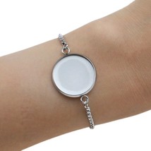 Round Blank adjustable Cabochon Stainless Steel Bracelet Base Settings Diy Cuff  - £5.92 GBP