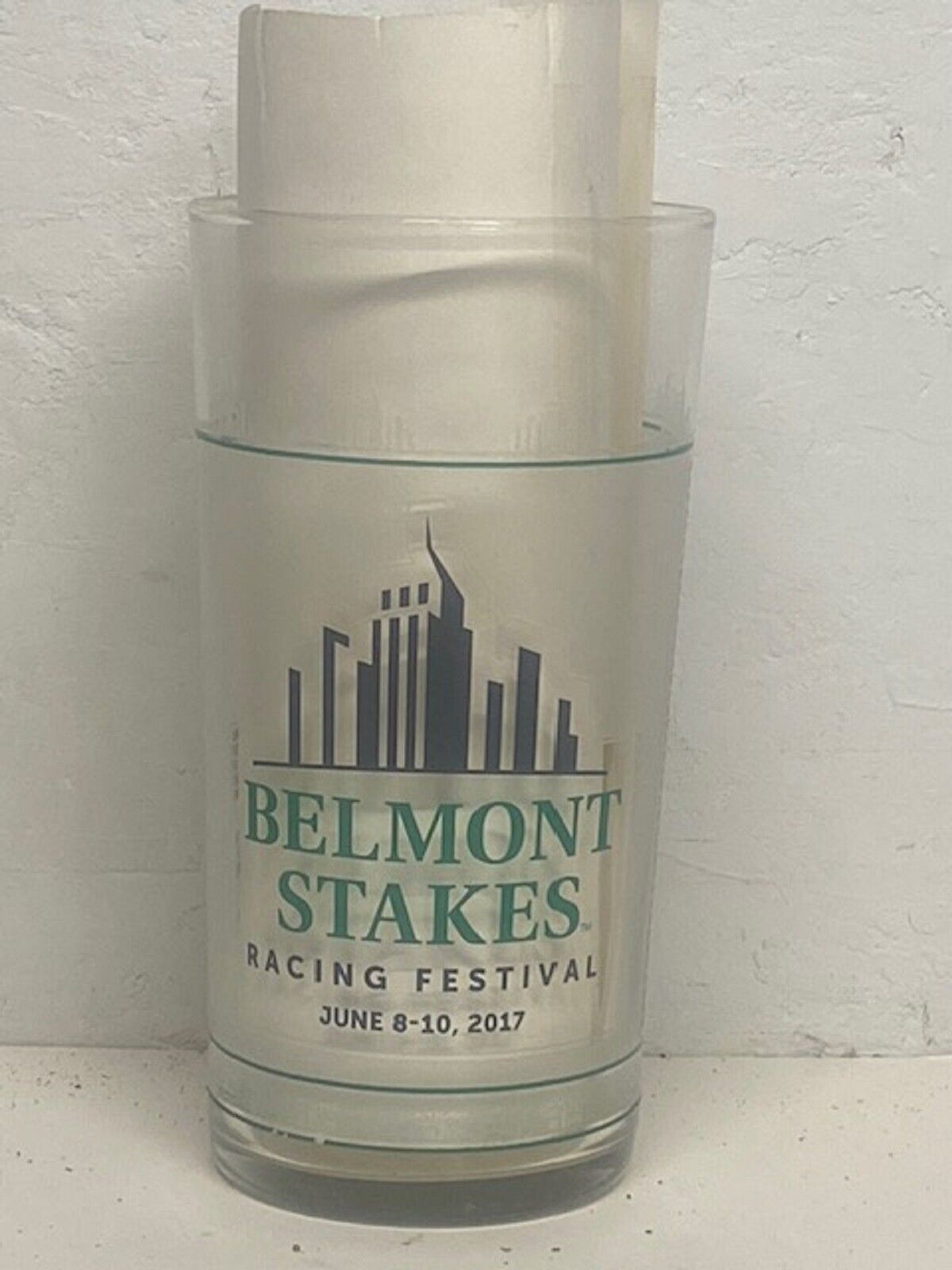 2017 - 149th Belmont Stakes glass in NEW, UNUSED, MINT Condition - TAPWRIT - $10.00