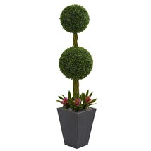 Nearly Natural 5730 5 ft. Double Boxwood Ball Topiary Artificial Tree in Slate P - £230.04 GBP