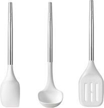 CAROTE 3pc Silicone Utensil Set White, Stainless Handle, Nonstick Safe - $462.19 MXN