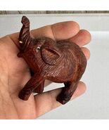 Wooden Elephant Figurine Trunk Up Lucky Charm Decor - $10.00