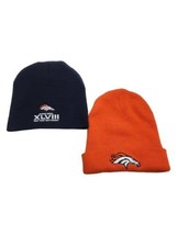 Set of 2 NFL Denver Broncos Knit Beanies Blue Super Bowl XLVIII Orange Cuffed - £9.25 GBP
