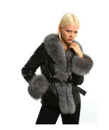 BARYA NY Women's Leather Jacket with Fox Trim - $650.00