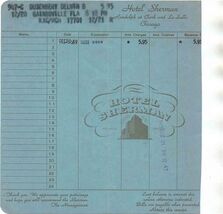Hotel Sherman Chicago Illinois Guest Receipt 1949 Drawing on Back - $11.88