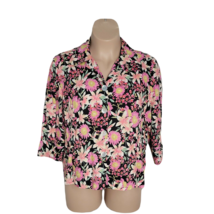 Napa Valley Button Up Collared Shirt ~ Sz 18W ~ Pink &amp; Black ~ 3/4 Sleeve - £16.58 GBP