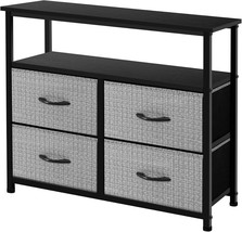 Dresser With Shelves-Storage Chest For Bedroom, Living Room,, Black And White. - £52.45 GBP