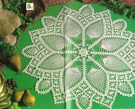 6 Heirloom Pineapple Berka Shells Grapevine Pinwheel Crochet Doily Patterns - $12.99