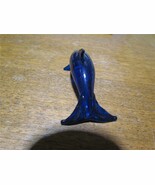 Vintage Art Glass Blue Solid Dolphin 3&quot; Long x 1.25&quot; Tall No Stickers Ex... - €24,74 EUR