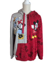 DISNEY Mickey &amp; Friends Red Gray Hoodie Sweatshirt Top Sz XL Minnie Dona... - £15.81 GBP