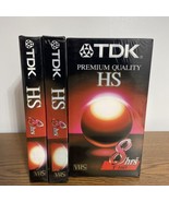 Lot of 3 TDK Premium Blank HS 8 Hours VHS Video Cassette Tapes T-160 New... - £11.54 GBP