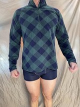 eddie bauer plaid XL 1/4 zip fleece sweater green blue - £12.82 GBP