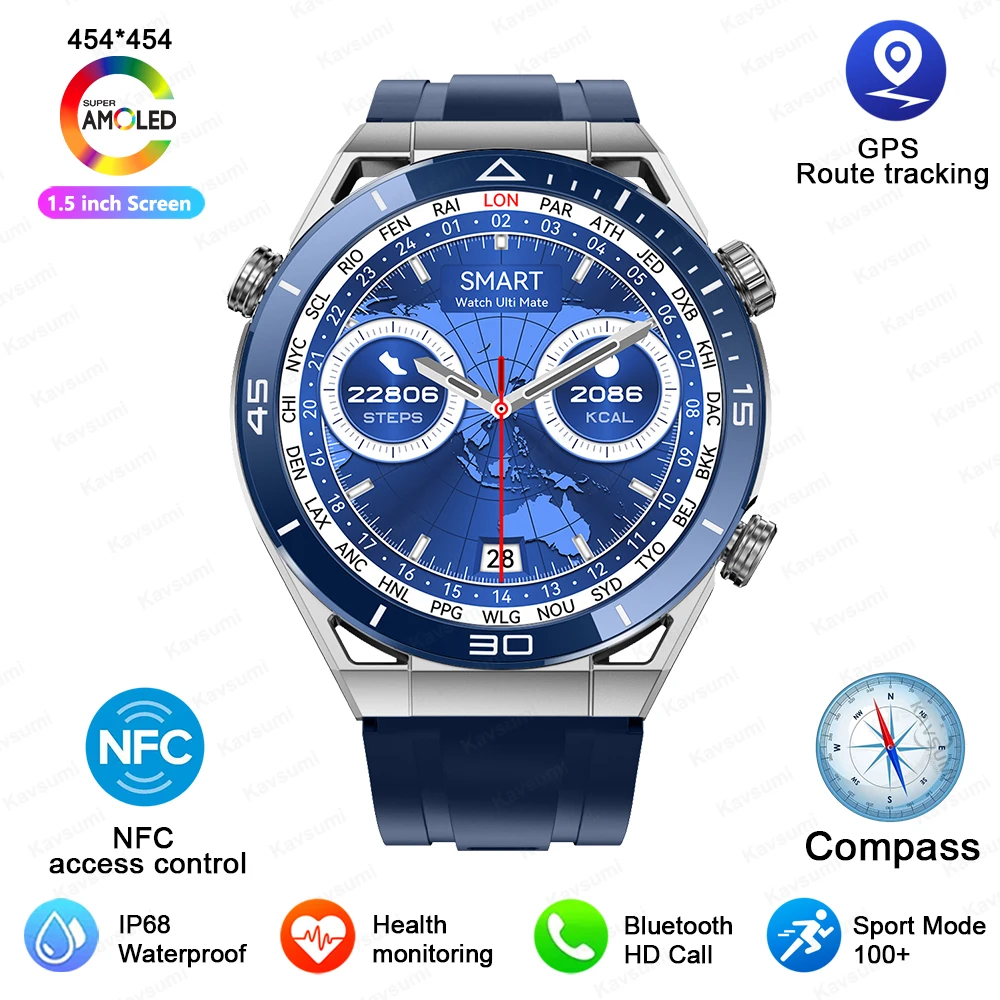  smart watch men sport gps track watches women wireless charging custom dial call heart thumb200