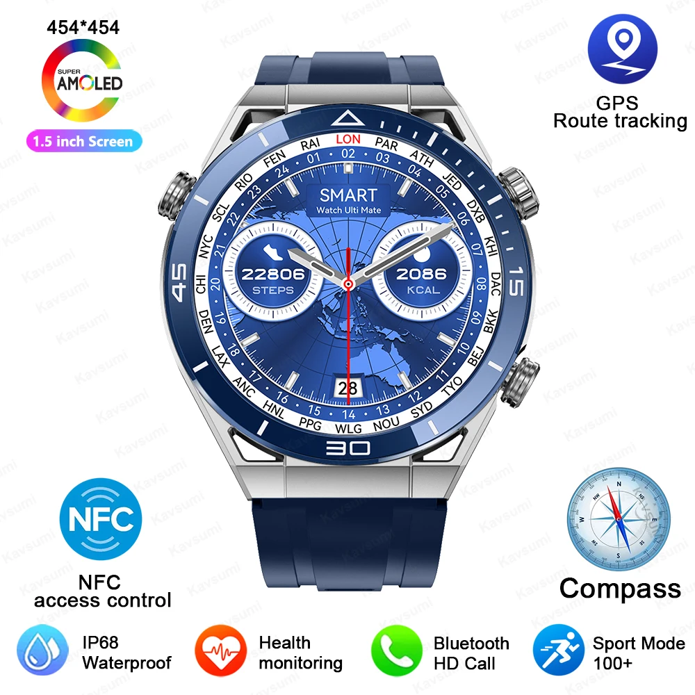 NFC Smart Watch Men Sport GPS Track Watches Women Wireless Charging Cust... - $92.33
