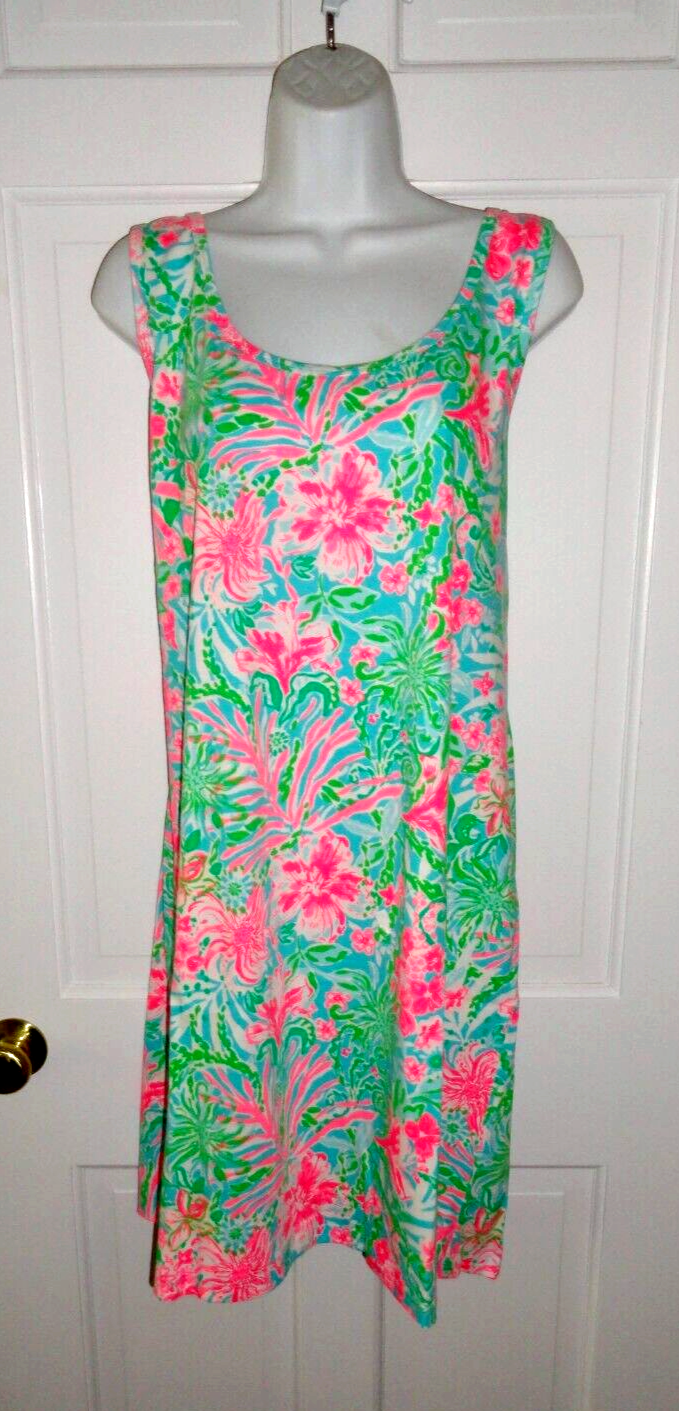 NWT LILLY PULITZER AMALFI BLUE LEAF IT WILD NEWBERRI TANK DRESS XXL - $79.99