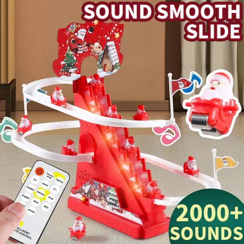 Santa Claus Stair Climbing Toys Automatic Electric Track Slide Toys with Light - £8.35 GBP+