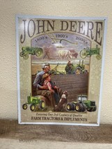 John Deere Three Centuries Metal/Tin Sign Farm Tractors Farmers Generations Dog - $12.86