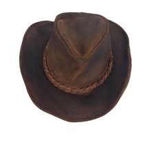 Minnetonka Genuine Leather Cowboy Hat Brown Unisex Medium - £21.11 GBP