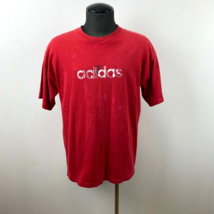 Adidas Mens Red Soccer T-Shirt Large Made In USA Screen Print Logo Distressed - £13.30 GBP