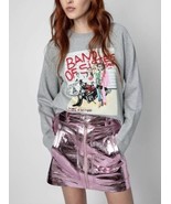 Zadig &amp; Voltaire John Cuir Metal Skirt Leather Candy Pink Barbie $698 Sz... - €149,75 EUR