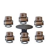 Outdoor conversation set with fire pit table and 6 swivel club-deep rock... - $5,806.96 CAD