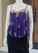 Embroidered Velvet Camisole w/Adjustable Spaghetti Strap by Souvenir, S,... - £29.59 GBP