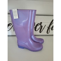 KomForme Womens Knee High Waterproof Rain Boots Shiny Metallic Purple Si... - £30.07 GBP