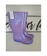 KomForme Womens Knee High Waterproof Rain Boots Shiny Metallic Purple Si... - £29.58 GBP