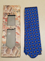 Thai Silk Men&#39;s 100% Silk Hand Work Blue Design Tie In Original Box (NEW) - £15.75 GBP