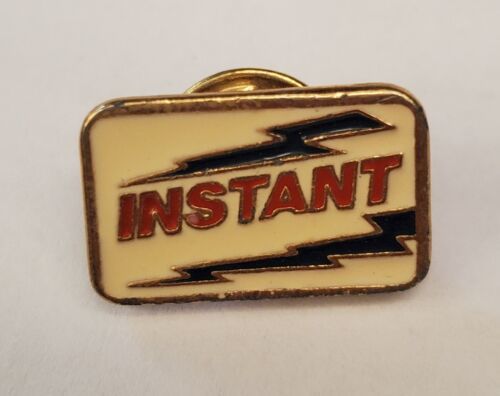 INSTANT Lightning Bolt Bolts Vintage Enamel Rectangular Lapel Hat Pin Ti... - $14.65