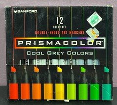 Prismacolor Double-Ended Art Markers 12 Cool Grey Colors  Sanford Unused - £12.44 GBP