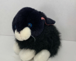 Black and white Dutch bunny rabbit plush stuffed animal blue plastic eye... - $20.78