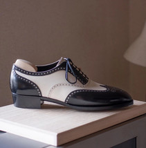 Handmade Bespoke Leather Oxfords Wingtip - Men&#39;s Black Leather Dress Shoes - £144.57 GBP