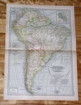 1914 Antique Dated Map Of South America / Argentina Chile Colombia Peru Brazil - £13.36 GBP