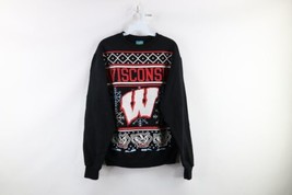 Champion Mens Small Faded University of Wisconsin Christmas Sweatshirt Black - £38.72 GBP
