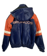 Denver Broncos Blue Size L Game Day Essex Jacket Hooded Full Zip Faux Le... - $28.49