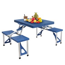 4 Persons Aluminum &amp; Abs Portable Folding Camping Picnic Dinner Table Ch... - $101.99