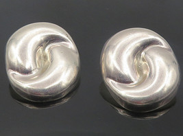 MEXICO 925 Silver - Vintage Shiny Round Swirl Non Pierce Earrings - EG6032 - £53.18 GBP