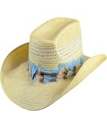 Cowboy Hat Turquoise Feathers Size 6 7/8 55 Chihuahua Straw Mexico RIO G... - $1,130.94 MXN