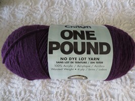 Caron One Pounder #547 Deep Violet 100% Acrylic 4-Ply Worsted Yarn - £5.50 GBP