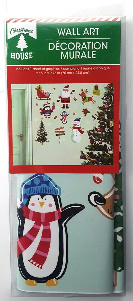 Christmas Wall Art Stickers Santa Snowman Penguin Christmas gift - £5.25 GBP