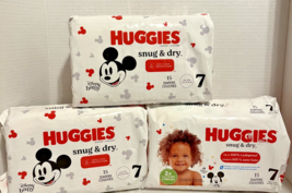 3-Huggies Snug &amp; Dry Size 7 Baby Diapers 41 lb, 15 count (Mickey Mouse P... - $790.15 MXN