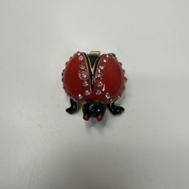 Little Lady Bug Enameled Bejeweled Rhinestone Jewelry Trinket Pill Box M... - $14.99